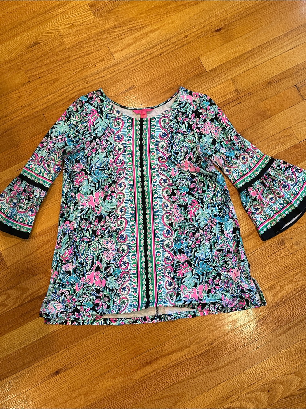Lilly Pulitzer Pink & Aqua Floral Bell-Sleeve Tunic
